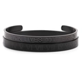 Matte black stainless steel bangle set with Black Lives Matter engraving and Roman numerals - Gun Black Set