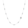 Collana bohémien argento con perle bianche naturali e ciondolo a stella marina di cristallo - Stella marina di perle / Argento