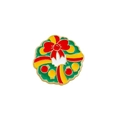 Cartoon Christmas wreath enamel brooch pin with red bow and festive zinc alloy design - Christmas Wreath with Bow (CZ0477-7)