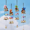 Cartoon Nordic style wooden house wind chime with colorful windmills and metal bells - House Style (MW-1)