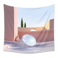 Arazzo bohémien con architettura surrealista e fiori per decorazioni della camera - 73X95CM / CX202135 Arte Surrealista (Spazzolato)