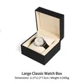 Classic large black watch storage box with cream velvet lining and soft cushion - Classic Style - Large / Black