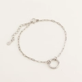 S925 sterling silver rectangle link chain bracelet with spring clasp and extension - Platinum Bracelet