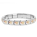 Silver stainless steel modular bracelet with gold cupid charms and small red hearts - 0488 - Cupid's Arrow Chapter 1