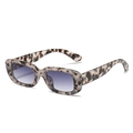 Retro rectangle leopard print sunglasses featuring purple gradient lenses - White Tortoise Gradient Grey