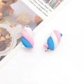 Pink and blue spiral marshmallow resin pendant with silver ring for DIY crafts - Pink Blue White Marshmallow