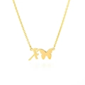Gold stainless steel necklace with butterfly silhouette and cursive letter F pendant - Letter X