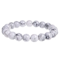 Elastic beaded bracelet featuring 8mm white turquoise stones with marble veins - White Howlite Bracelet