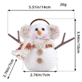 Plush Christmas snowman decoration with scarf and earmuffs, size 14x10x7cm weighing 26g - Plaid Scarf Light Ball