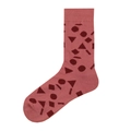Mid-calf cotton street style socks in dusty rose featuring dark red geometric patterns - 10 (Geometric Shapes)