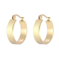Polished golden wide-band hoop earrings in minimalist retro stainless steel design - 21*6mm (KE91185-LO) / Gold