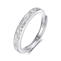 Adjustable S925 sterling silver couple ring with leaf pattern embossed texture - Fdjz-482-men's / Adjustable Open