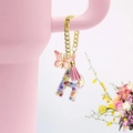Cute letter R keychain charm with pink butterfly and tassel for Stanley cup handle - Letter R