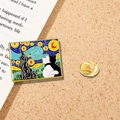 Spilla smaltata artistica Van Gogh Notte Stellata con gatti bianchi e neri creativi - Gatti e Notte Stellata (Serie Van Gogh)