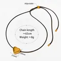 Minimalist golden heart pendant on black wax cord with adjustable slider bead - Simple Heart Style (KDD960)