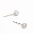 Minimalist S999 sterling silver stud earrings with frosted silver ball design for women - S999 Fine Silver (Marked S999) / Matte Straight 6MM