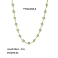 18K gold plated necklace with blue and yellow enamel daisy charms, 40cm+5cm length - Blue Style (YYN023068-B)