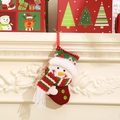 Calza di Natale rossa e verde con motivo a pupazzo di neve per sacchetto regalo festivo - Pupazzo di neve