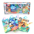 Set regalo di libri di stoffa per neonati con code di animali 3D per lo sviluppo sensoriale - Libri in Stoffa a Coda Lunga (Set di 4)