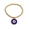 Bracciale elastico con perline dorate e ciondolo occhio azzurro nazar per gioielli da donna - 0472 Malocchio Blu Rotondo