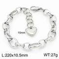 Zilveren hart hanger schakelarmband met 15mm hart en een lengte van 220mm - Staal Ovale Splitsing Hart Stijl (KB183394-Z)