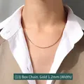 1.2mm gold box chain necklace in titanium steel worn with a professional outfit - Gold Box Chain 40+5cm