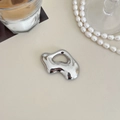 Minimalist liquid metal stainless steel brooch with a high-polish silver finish - 13# Irregular Silver Hollow Brooch
