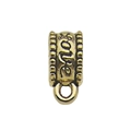 Golden bail bead with Love engraving and side textures for DIY jewelry making - 14024-Gold Love Design