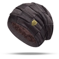 Set berretto e sciarpa in maglia da uomo con calda fodera in pile in marrone scuro - Taglia Unica (Alta Elasticità) / Caffè (Solo Cappello)