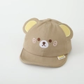 Détail d'une casquette bébé en coton kaki avec visage d'ours et oreilles 3D - 50cm (1-3 ans) / Kaki
