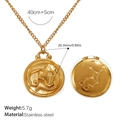 18K gold-plated stainless steel Leo zodiac embossed pendant necklace with technical specs - Gold-Leo