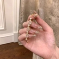 Bracelet bohème doré à plusieurs couches avec gemmes roses et accents de trèfles - Style Calebasse Zirconium Clair