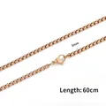 3mm rose gold stainless steel box chain necklace with lobster clasp, 60cm length - 3MM Width / 60CM Length / Rose Gold