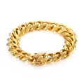 Poliertes goldenes Panzerarmband für Herren mit sicherem Verschluss auf weißem Hintergrund - Glänzender Gold-Einsteckverschluss-Stil (KB127146-Z)