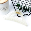 Matte cream beige triangular hair claw clip with golden spring for thick hair - Translucent Milky Yellow