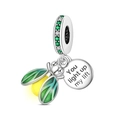 Glow-in-the-dark firefly charm with green enamel wings and 'You light up my life' engraving - Luminous Color Change / Green Firefly Pendant