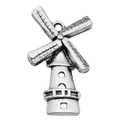 Vintage silver windmill charm pendant for DIY jewelry and keychain accessories - Windmill