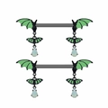 Pair of black bat wing nipple rings with green enamel and opal teardrop pendants - Chest Ring