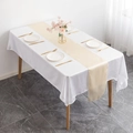 Champagne satin table runner with white tablecloth for luxury wedding and hotel dining décor - Light Champagne / 30cm*275cm
