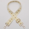 Adjustable wide replacement strap with yellow and blue geometric patterns for bags - Style 582 / Gold