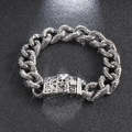 Bracciale gotico da uomo in acciaio inossidabile con chiusura a teschio e maglie incise - Lunghezza 21cm (KB123642-BDJX)