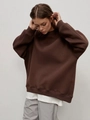 Oversized deep brown crewneck sweatshirt in thick cotton knit with a relaxed minimalist fit - S / Dark Coffee (Thin)