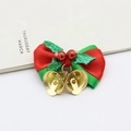 Mini red and green satin Christmas bow with gold bells and berries for DIY decor - Christmas Bow 8
