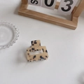 Pinza para el pelo cuadrada de estilo francés en resina de carey clásica para mujer - Leopardo Claro