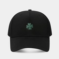 Casquette de baseball noire avec broderie trèfle à quatre feuilles vert pour la St-Patrick - Réglable / Noir