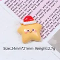 Yellow star resin charm with red Christmas hat and smiley face for DIY accessories - Star with Hat / Star with Hat