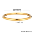 Detail showing dimensions of gold stainless steel bangle with 6.5cm inner diameter - Gold (5mm*65mm)