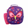 Insulated purple EVA lunch bag for kids featuring a 3D butterfly pattern and mesh pocket - Butterfly (With Shoulder Strap) / 21x8x25cm / 5L