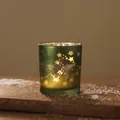 Porte-bougie de Noël en verre dépoli vert avec étoiles et lumière chaleureuse - 7.3*8cm / Style étoile verte (HG18-840)