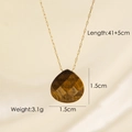 Collana con ciondolo a goccia in occhio di tigre, catena dorata, 41+5 cm e 3,1g - 1.5cmx1.5cm / Occhio di tigre